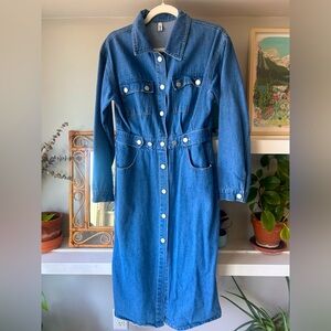 Denim Button-Up Midi Dress